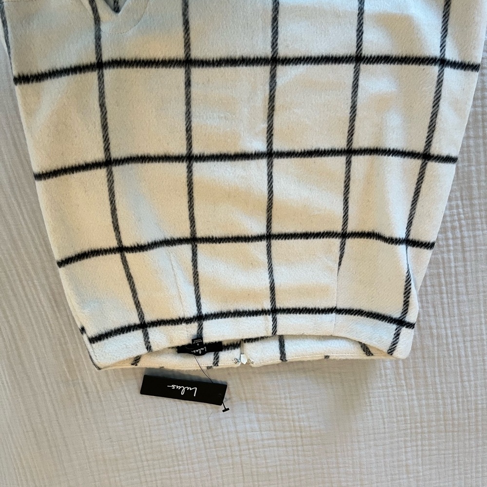 Loft White and Black Plaid Skirt